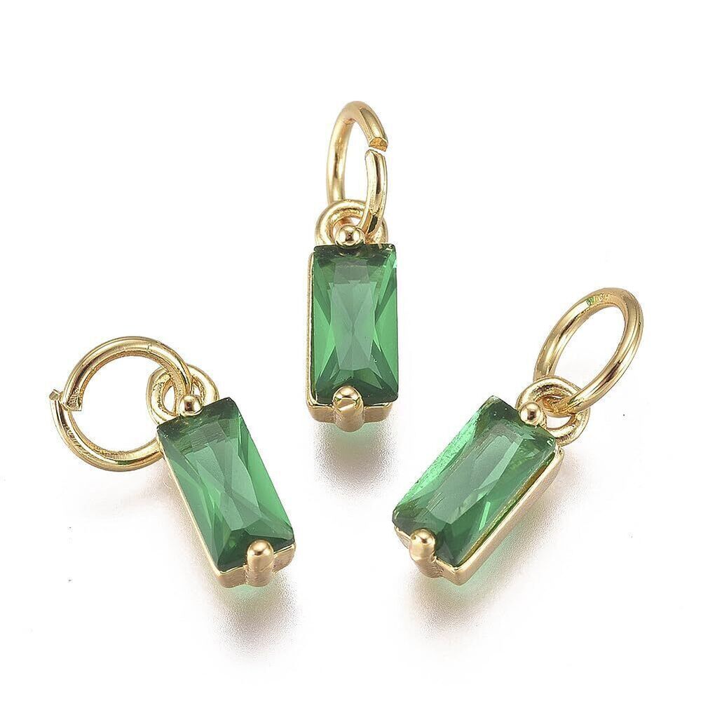 6304 Pandahall 20Pcs 18K Gold Plated Rectangle Charms Cubic Zirconia
